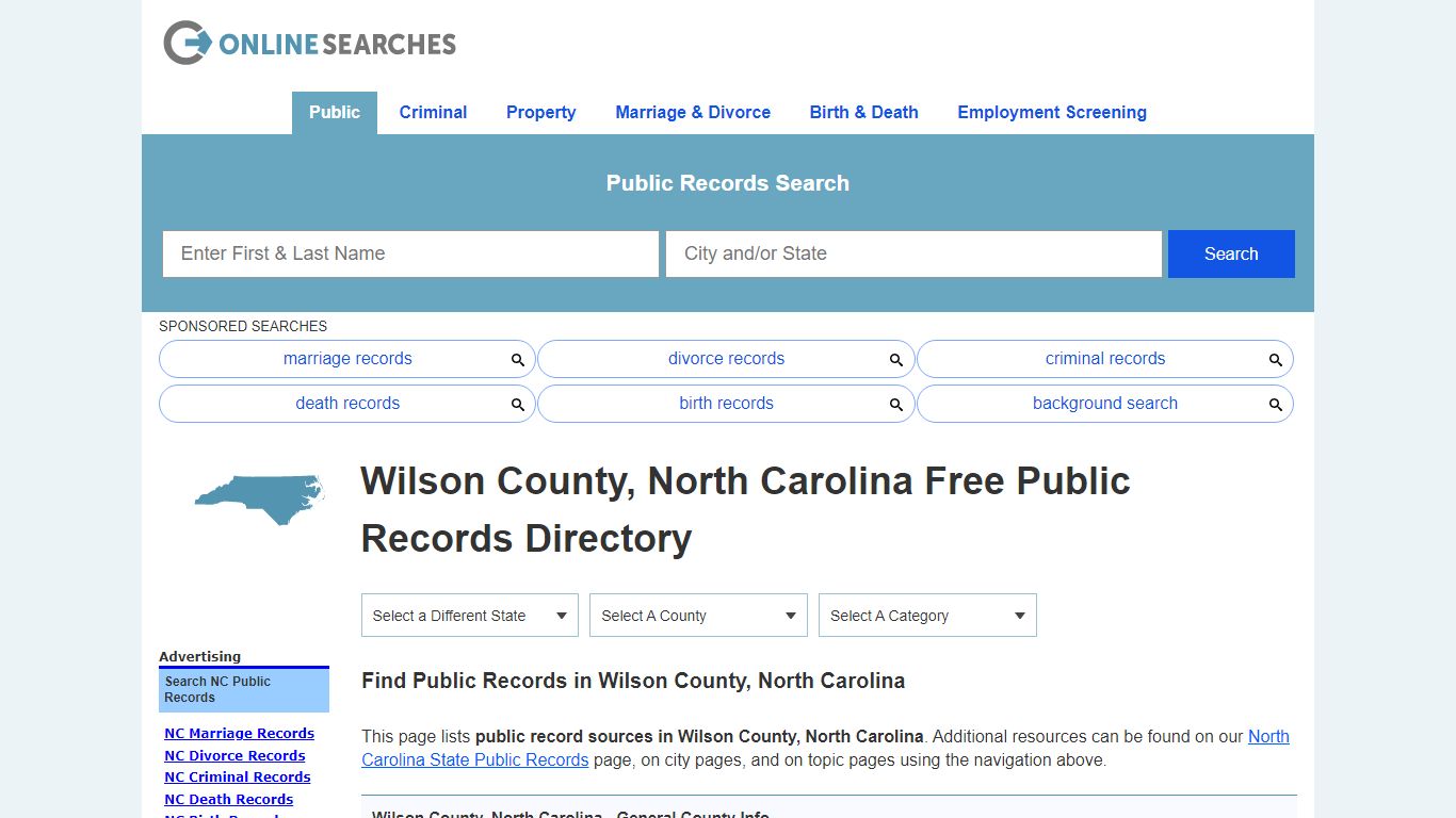 Wilson County, North Carolina Public Records Directory