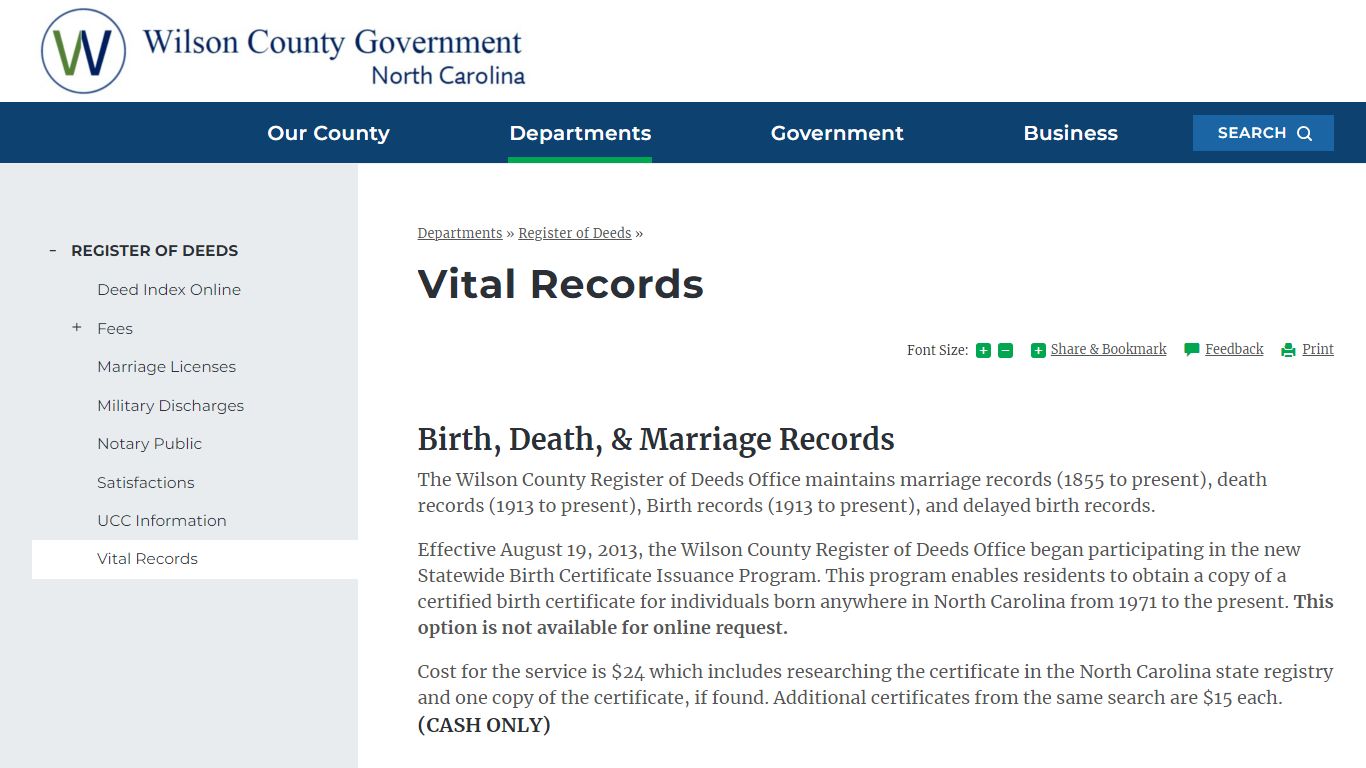 Vital Records | Wilson County