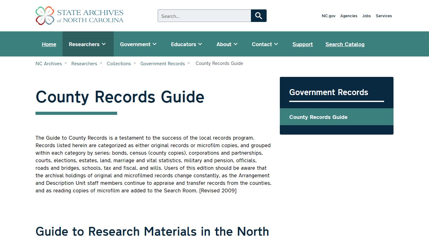 County Records Guide | NC Archives